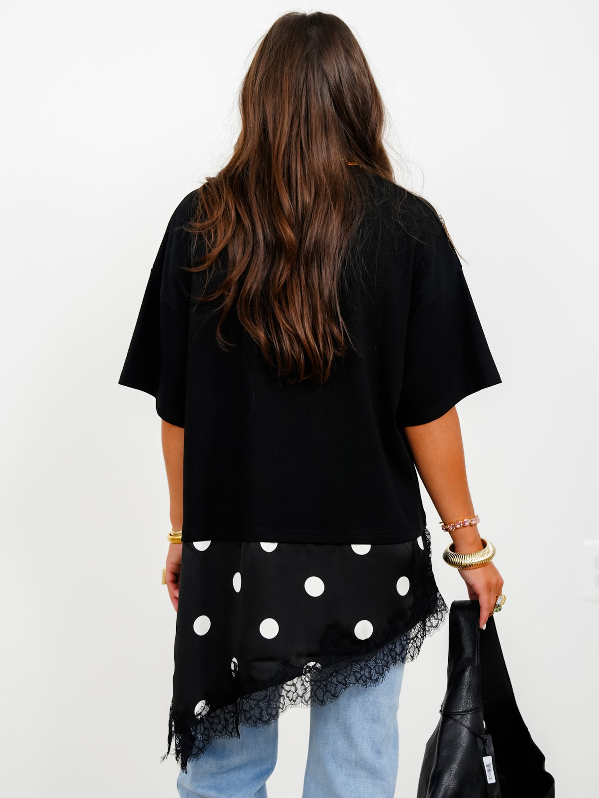 Short Sleeve Asymmetrical Polka Dot Detail - Freckled Poppy