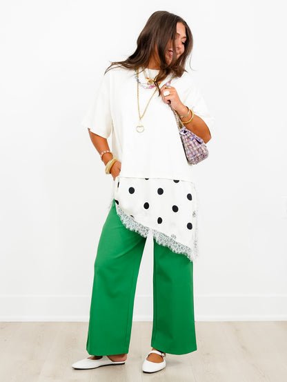 Short Sleeve Asymmetrical Polka Dot Detail - Freckled Poppy