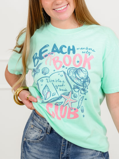 Plus/Reg Short Sleeve "Beach Book Club" Graphic Tee - Freckled Poppy