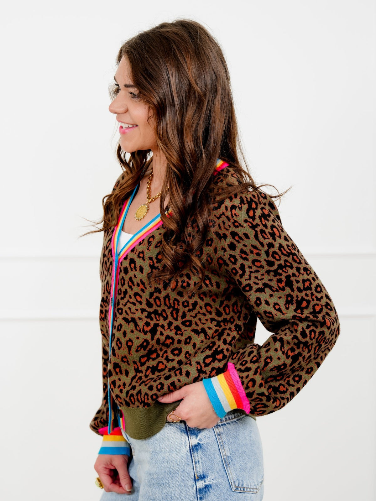 Restock! Leopard Long Sleeve Button Down Cardigan - Freckled Poppy