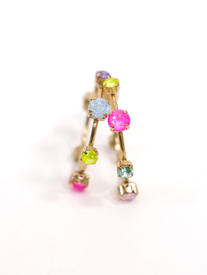 TOVA Atlia Multicolor Crystal Hoop Earrings - Freckled Poppy