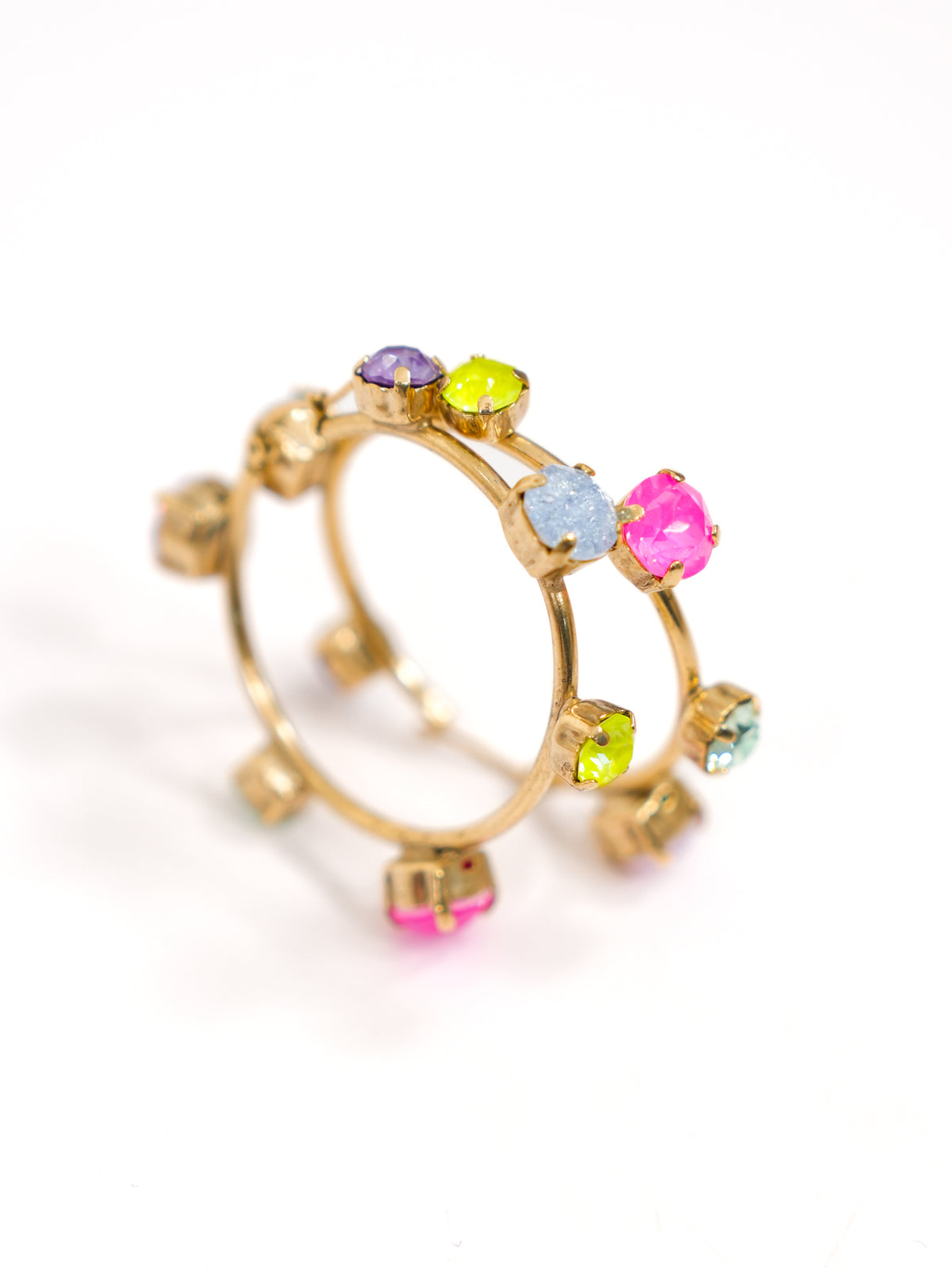 TOVA Atlia Multicolor Crystal Hoop Earrings - Freckled Poppy