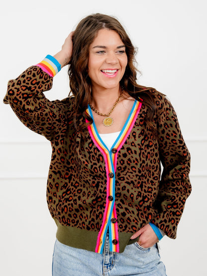 Restock! Leopard Long Sleeve Button Down Cardigan - Freckled Poppy