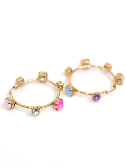 TOVA Atlia Multicolor Crystal Hoop Earrings - Freckled Poppy