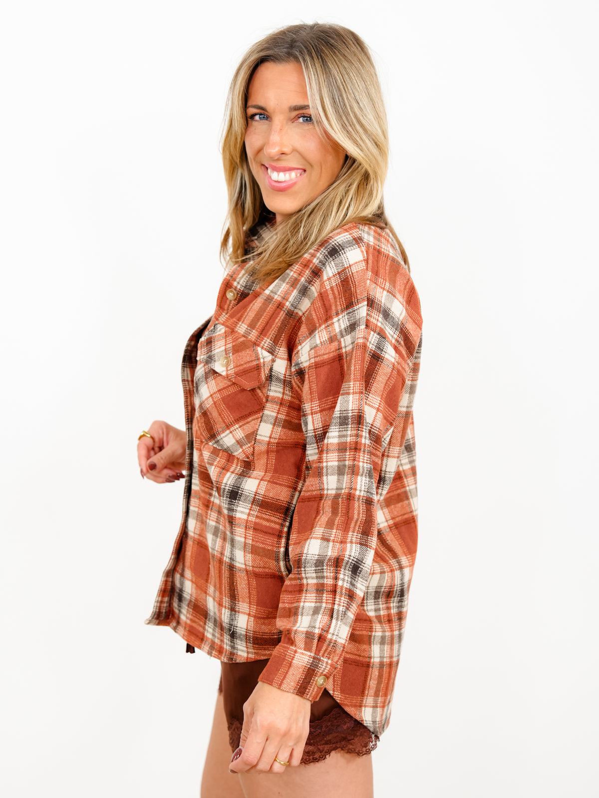Plaid Flannel Long Sleeve Button Down Shacket