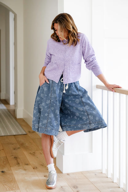Floral Print Elastic Waist Wide Leg Shorts - Freckled Poppy
