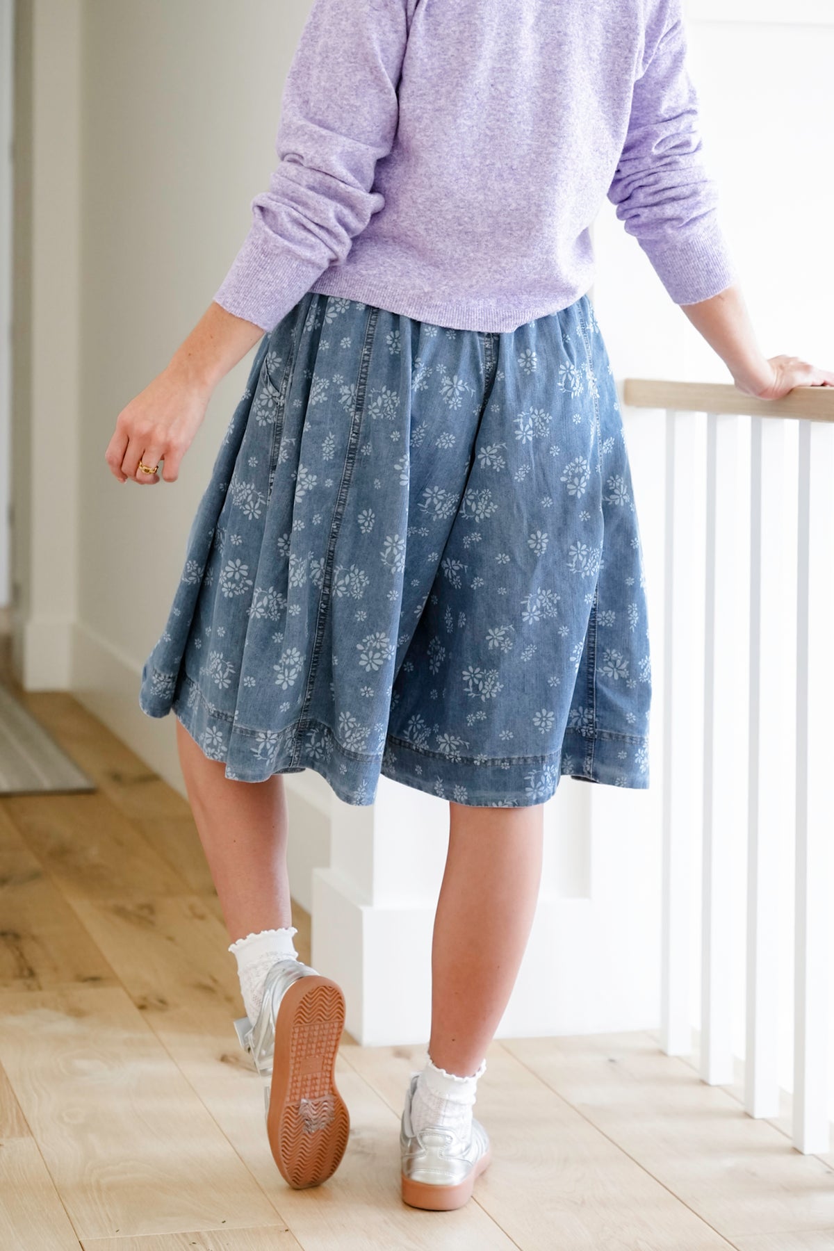 Floral Print Elastic Waist Wide Leg Shorts - Freckled Poppy