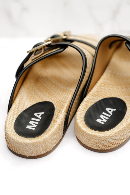 MIA Woven Raffia Double Buckle Slide - Freckled Poppy