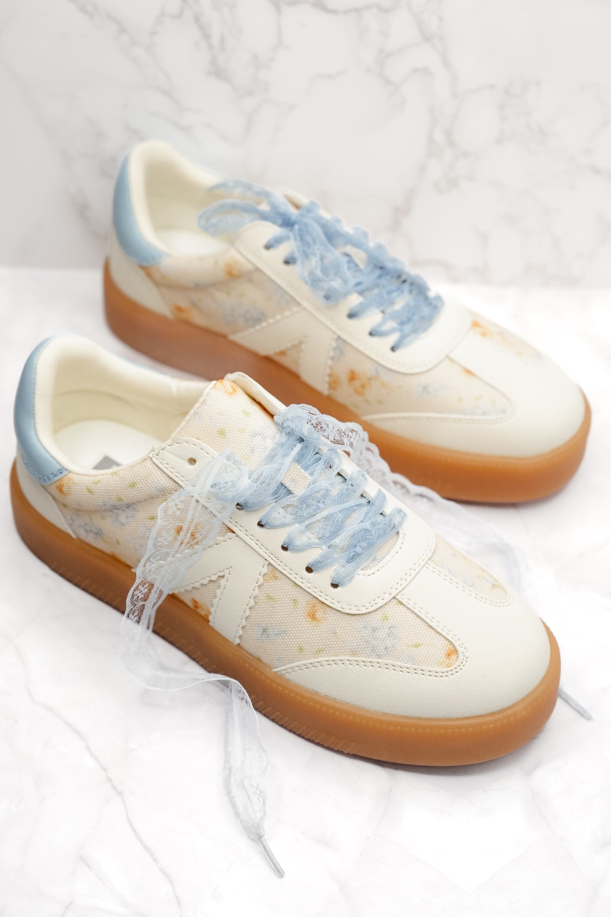 MIA Floral Print Mixed Material Sneaker - Freckled Poppy