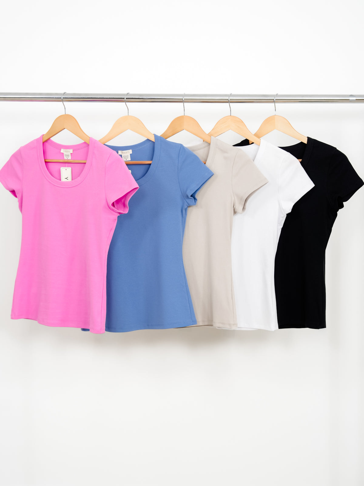 Restock! Door Buster! Plus/Reg Solid Basic Short Sleeve Round Neck Top - Freckled Poppy