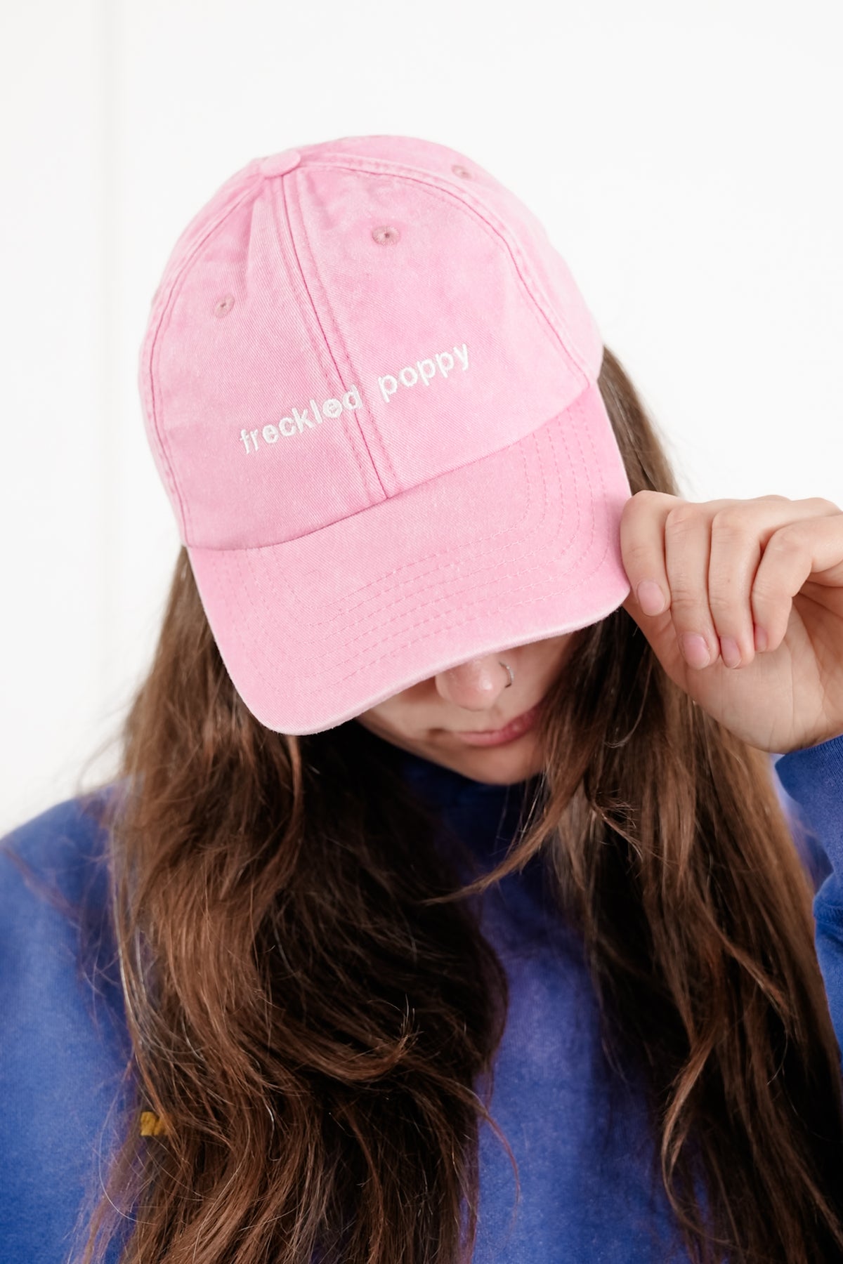 Freckled Poppy Pink Denim Baseball Cap - Freckled Poppy