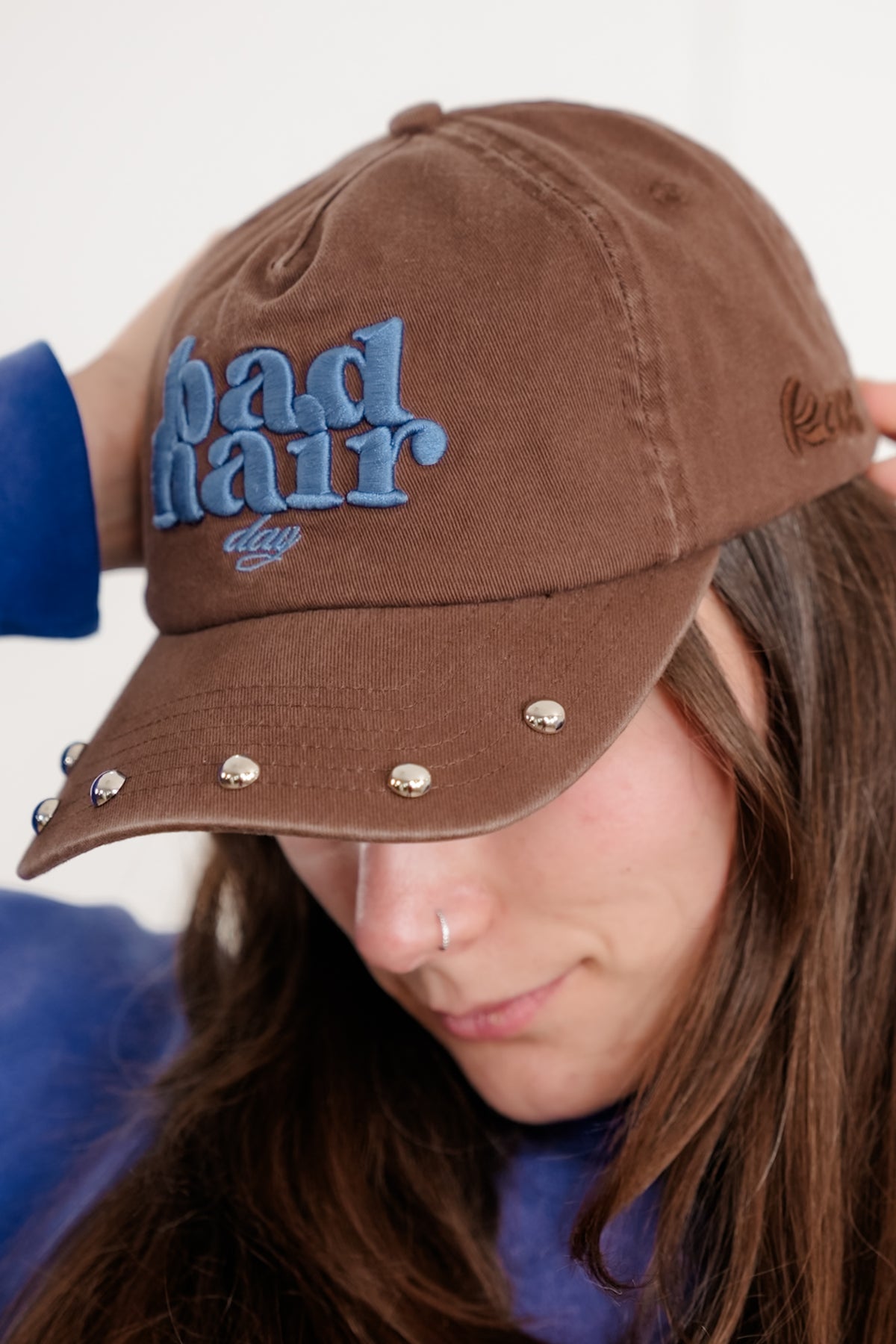 Bad Hair Day Studded Baseball Cap - Freckled Poppy