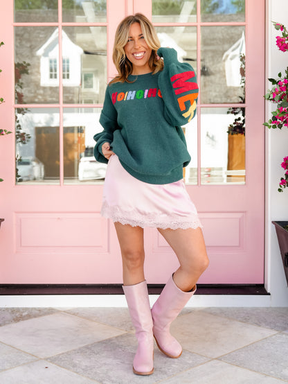 Long Sleeve "Ho Ho Ho, Merry Christmas" Pullover Sweater