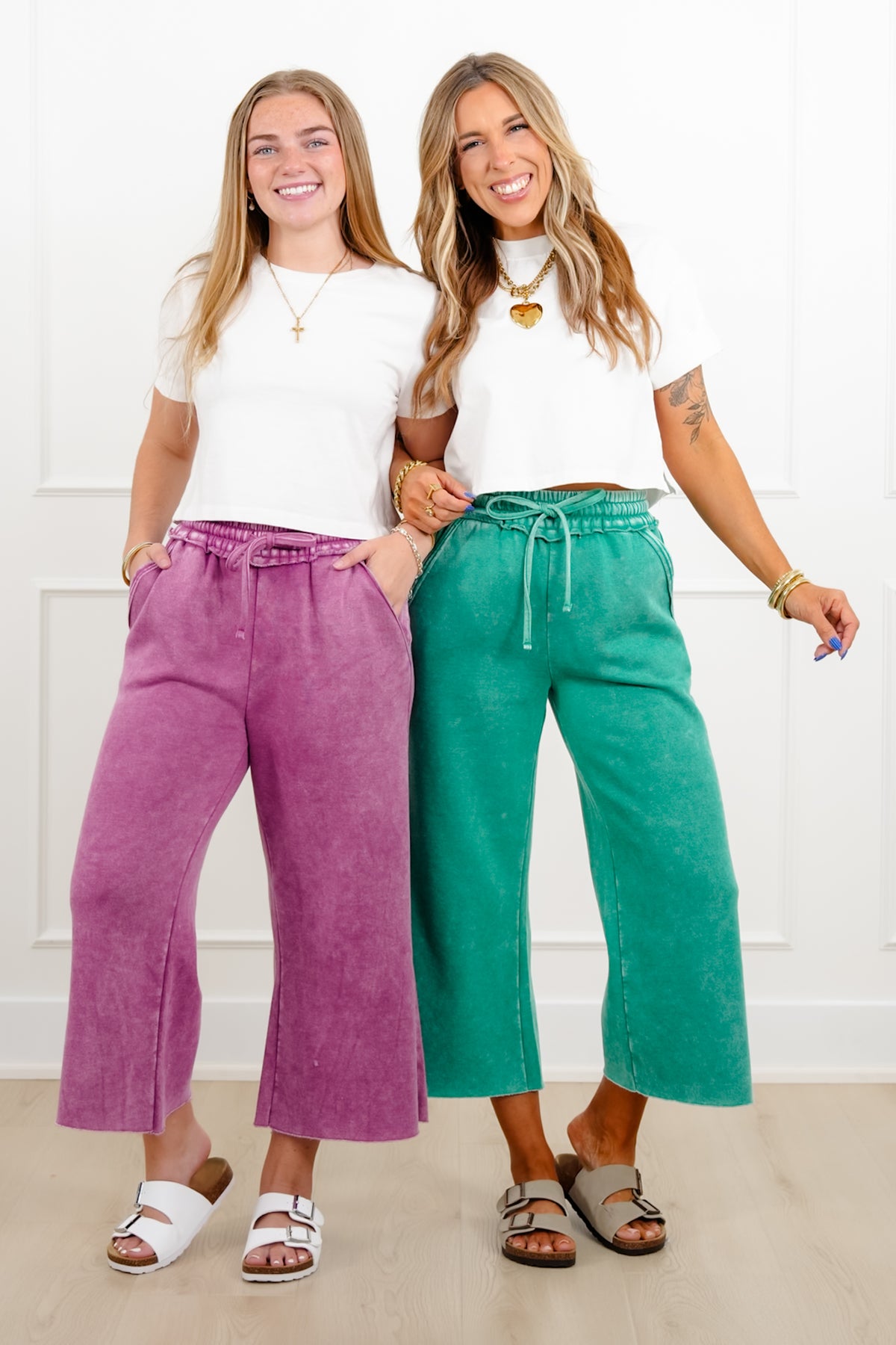 Door Buster! Zenana Acid Wash Fleece Palazzo Sweatpants with Pockets - Freckled Poppy