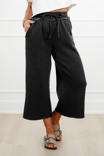 Door Buster! Zenana Acid Wash Fleece Palazzo Sweatpants with Pockets - Freckled Poppy