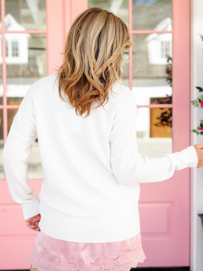 Long Sleeve Tinsel Merry & Bright Pullover Sweater