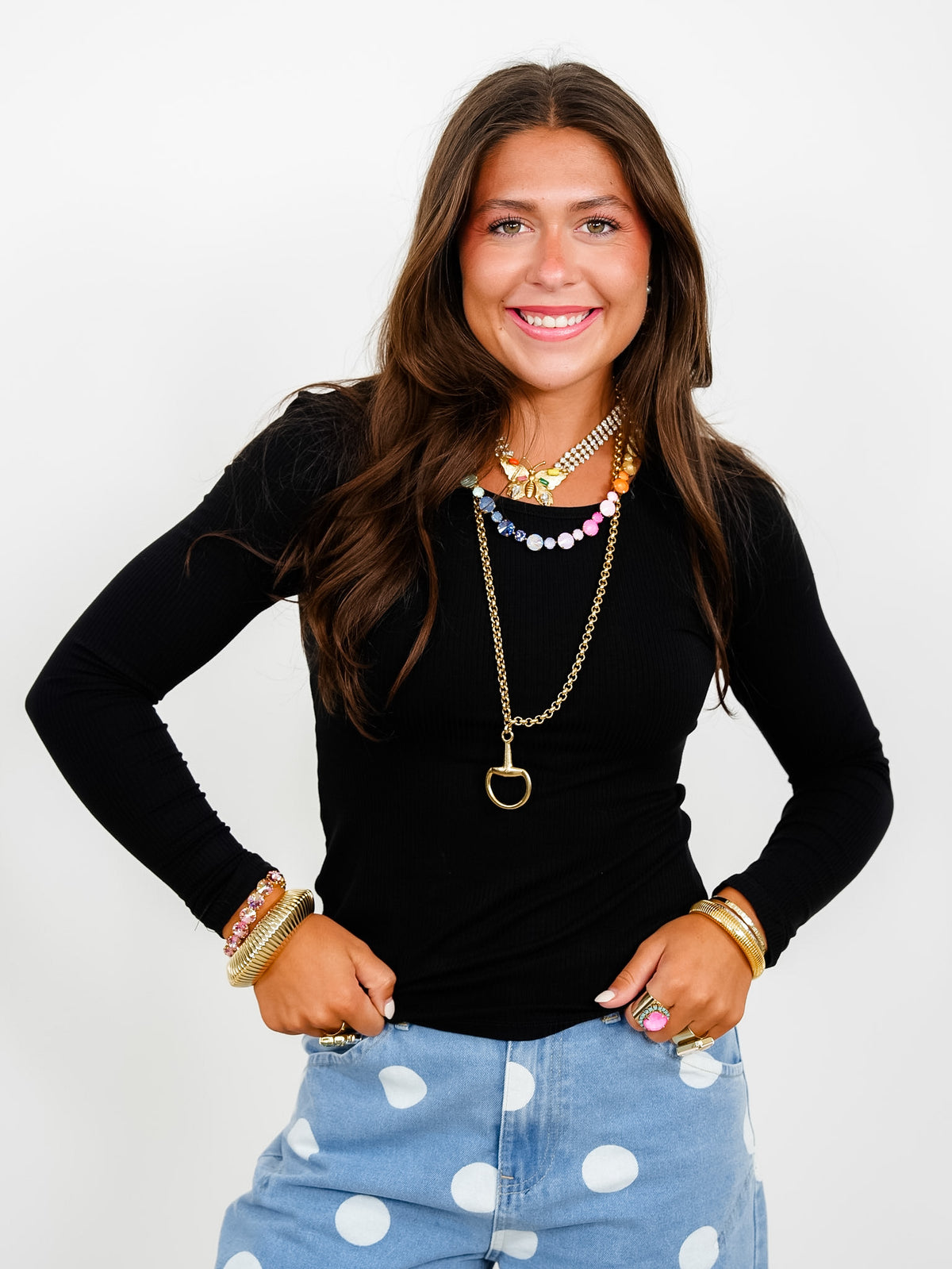 Restock! Door Buster! Plus/Reg Ribbed Knit Long Sleeve Crew Neck Top - Freckled Poppy
