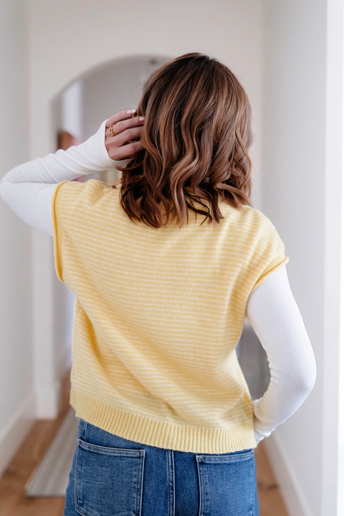 Stripe Button Down Sweater Vest - Freckled Poppy