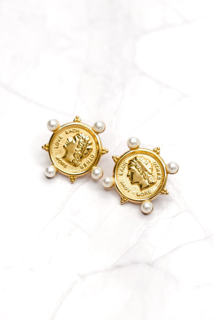 Chansutt Pearls Coin and Pearl Earrings - Freckled Poppy