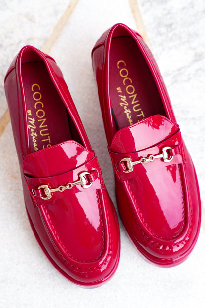 Glossy Chic Patent Platform Loafer with Gold Accent - Freckled Poppy