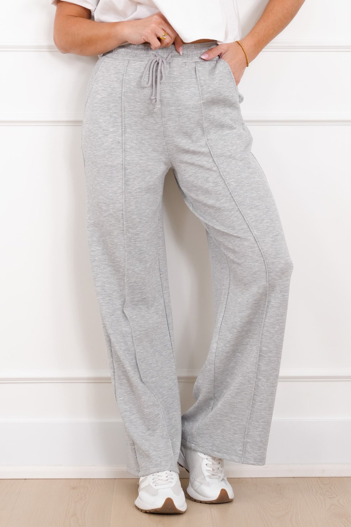 Smooth Knit Elastic Waist Pintuck Sweatpants - Freckled Poppy