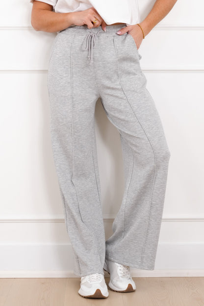 Smooth Knit Elastic Waist Pintuck Sweatpants - Freckled Poppy