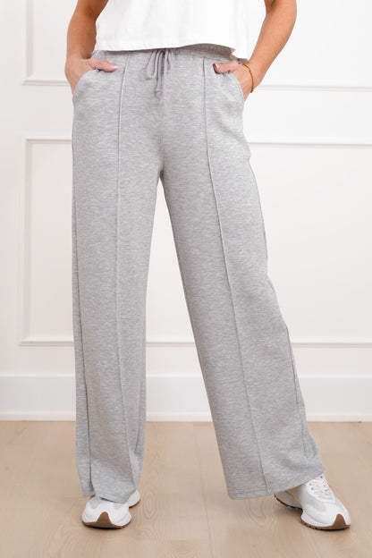 Smooth Knit Elastic Waist Pintuck Sweatpants - Freckled Poppy