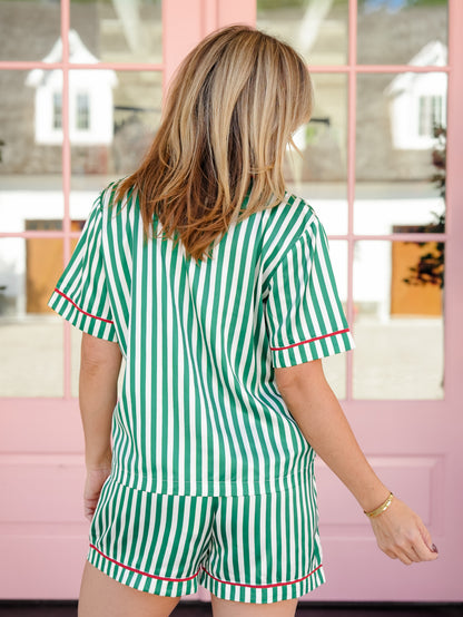 Stripe Short Sleeve Top and Shorts Lounge Set