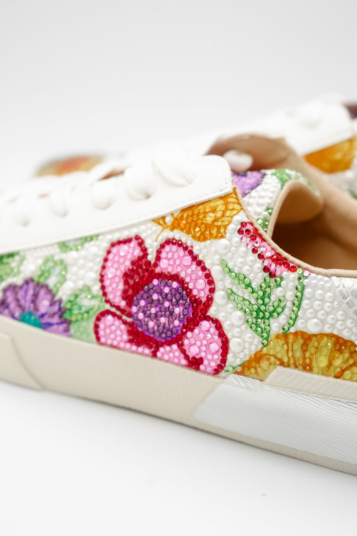 Betsey Johnson Floral Embellished Lace Up Platform Sneaker - Freckled Poppy