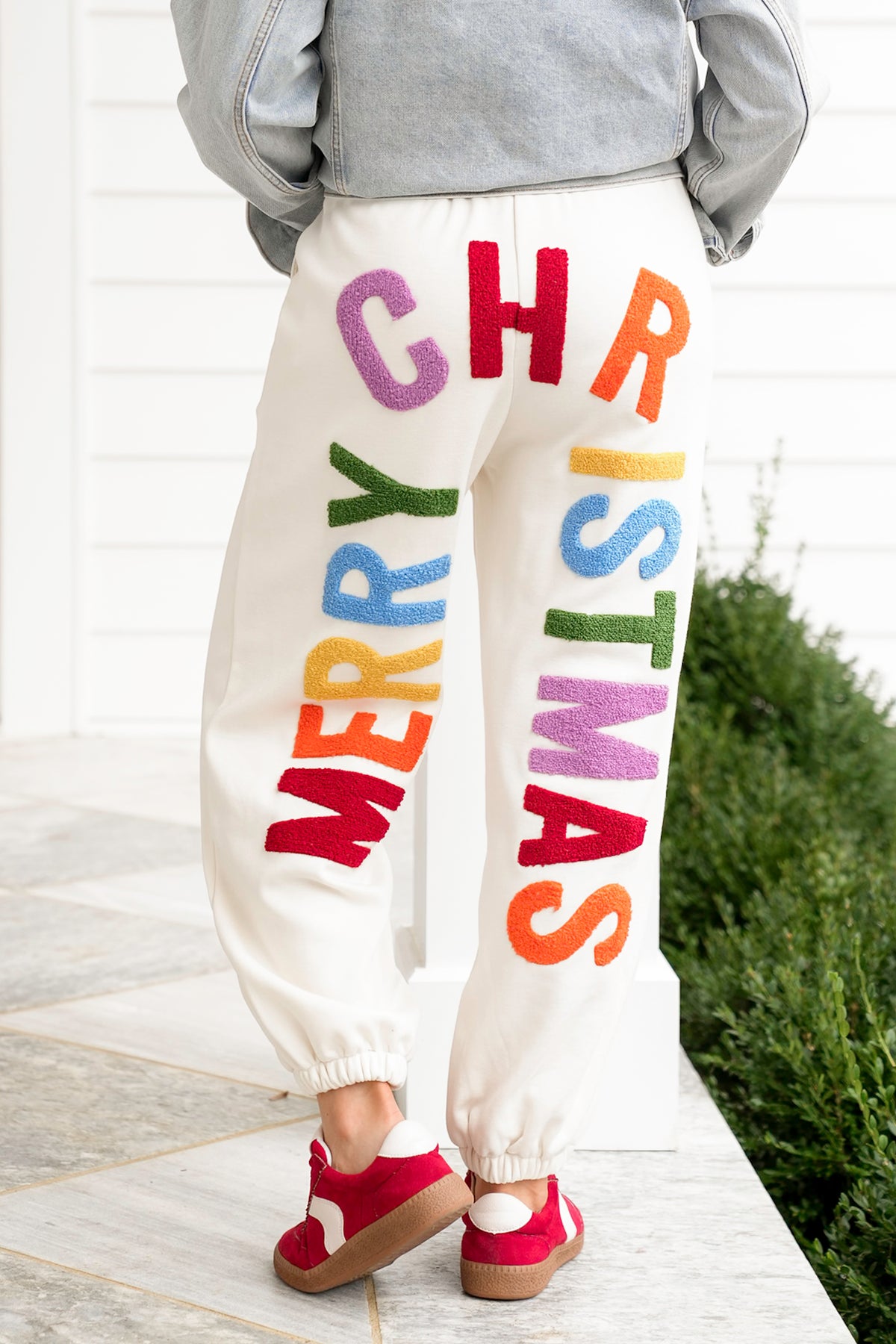 Restock! Elastic Waist "Merry Christmas" Patch Jogger Pants