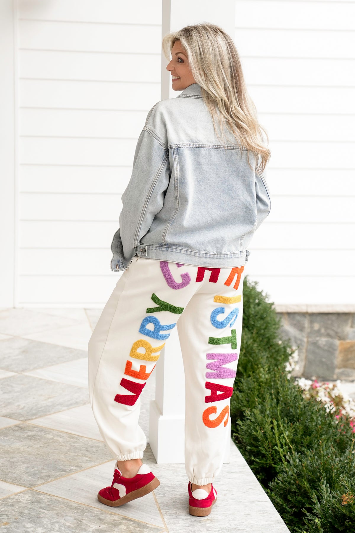 Restock! Elastic Waist "Merry Christmas" Patch Jogger Pants