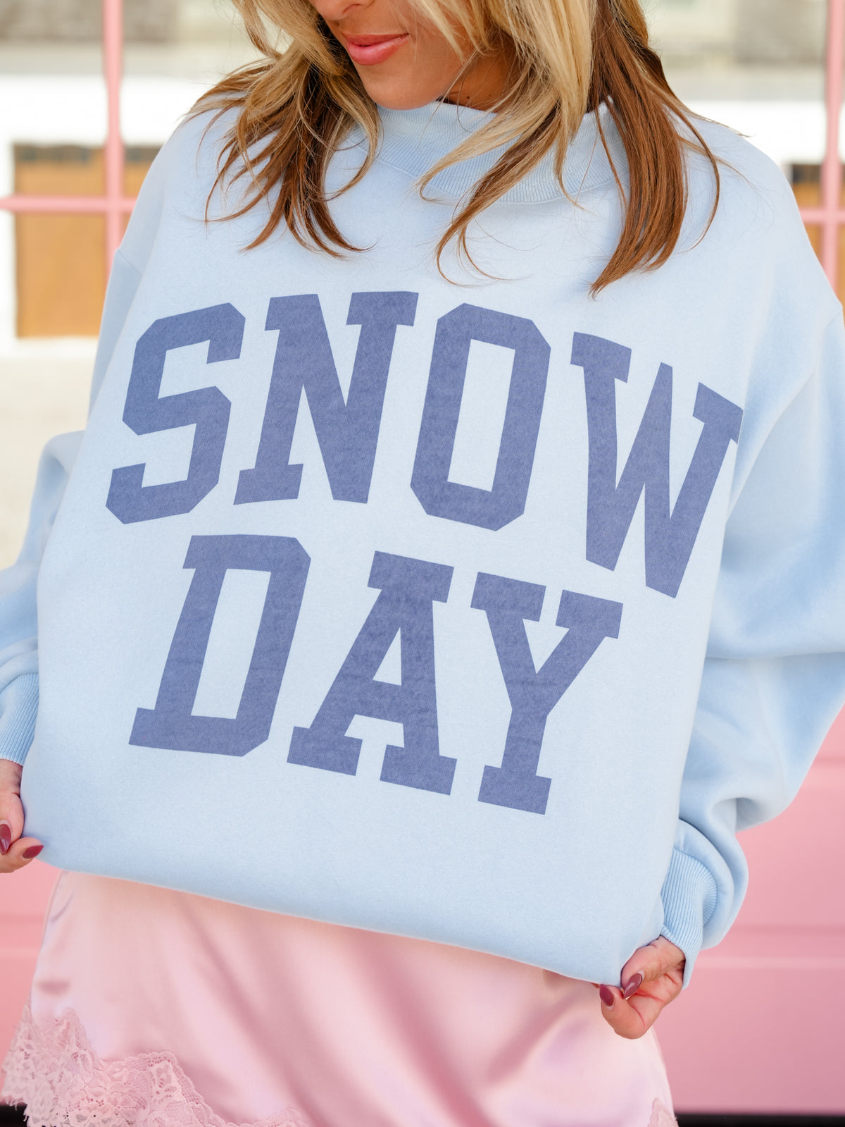 Long Sleeve Mock Neck Reversible "Snow Day/ Frosted" Graphic Sweatshirt - Freckled Poppy