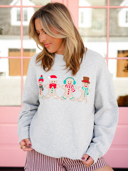 Long Sleeve Gingerbread Man Pullover Sweatshirt - Freckled Poppy