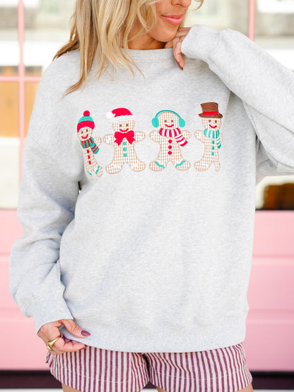 Long Sleeve Gingerbread Man Pullover Sweatshirt - Freckled Poppy