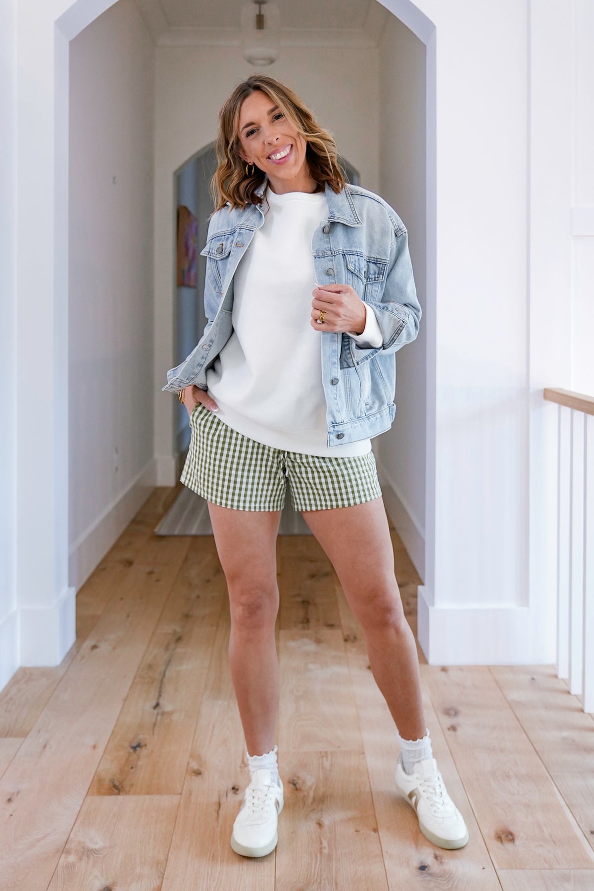Gingham Print Double Elastic Waist Boxer Shorts - Freckled Poppy