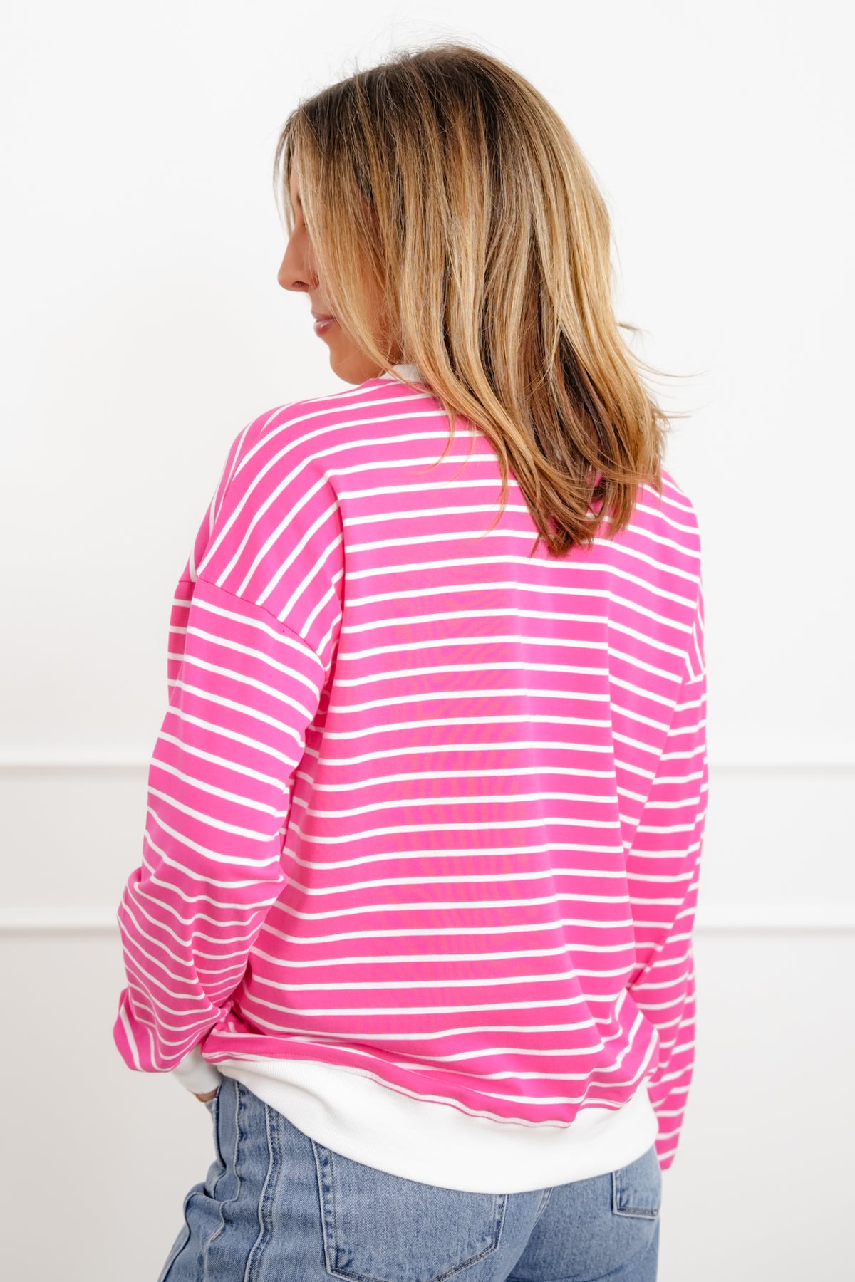 Door Buster! Zenana Striped Long Sleeve Pullover - Freckled Poppy