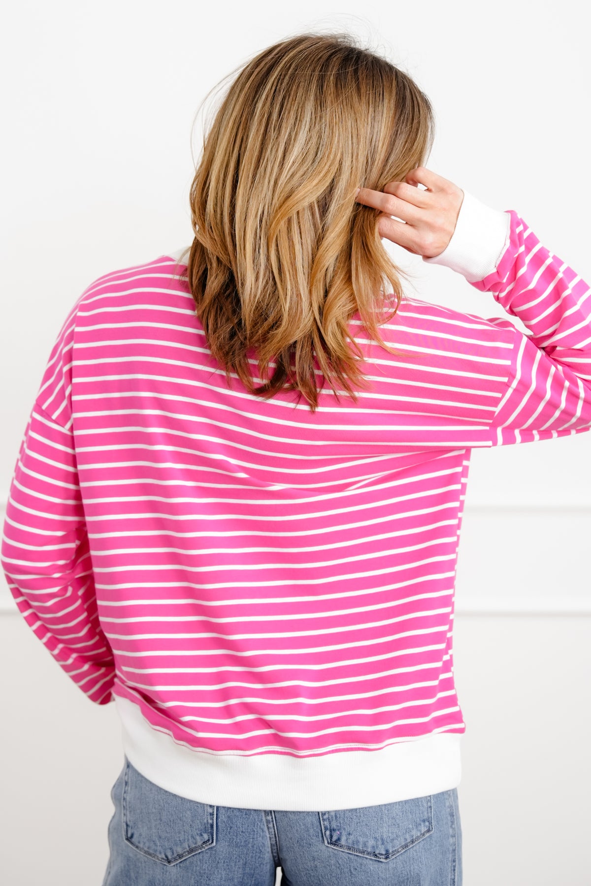 Door Buster! Zenana Striped Long Sleeve Pullover - Freckled Poppy