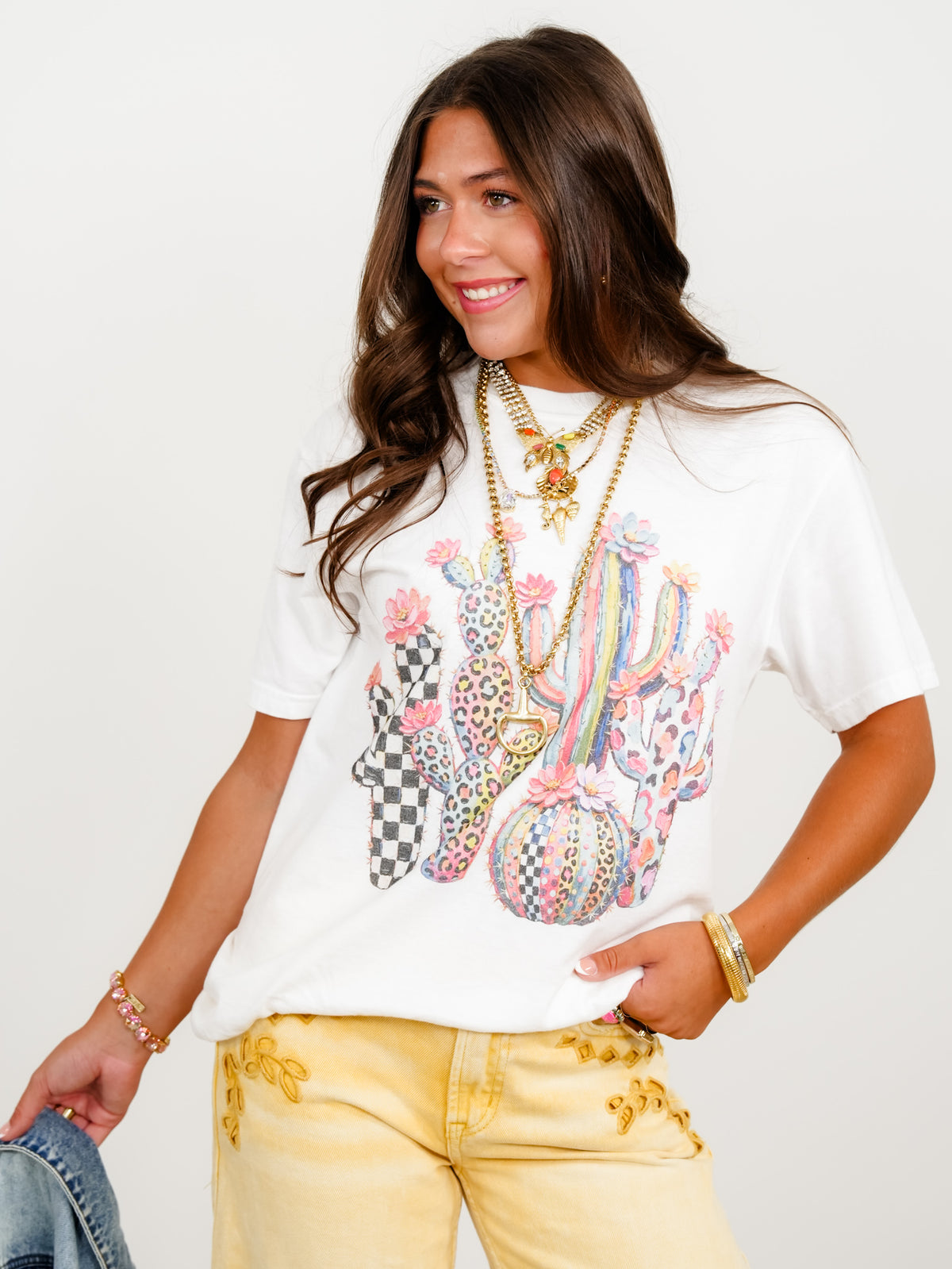 Plus/Reg Short Sleeve Painted Desert Mixed Pattern Western Graphic Tee - Freckled Poppy