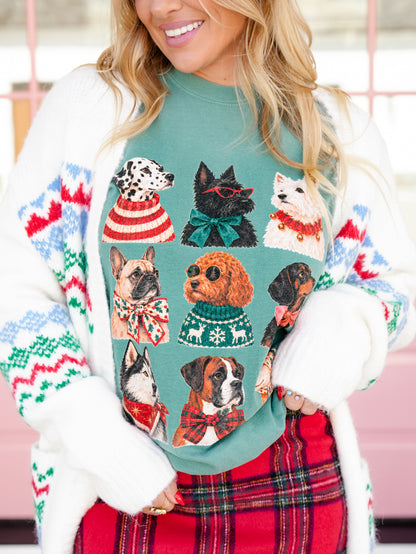 Plus/Reg Short Sleeve Christmas Dogs Graphic Tee