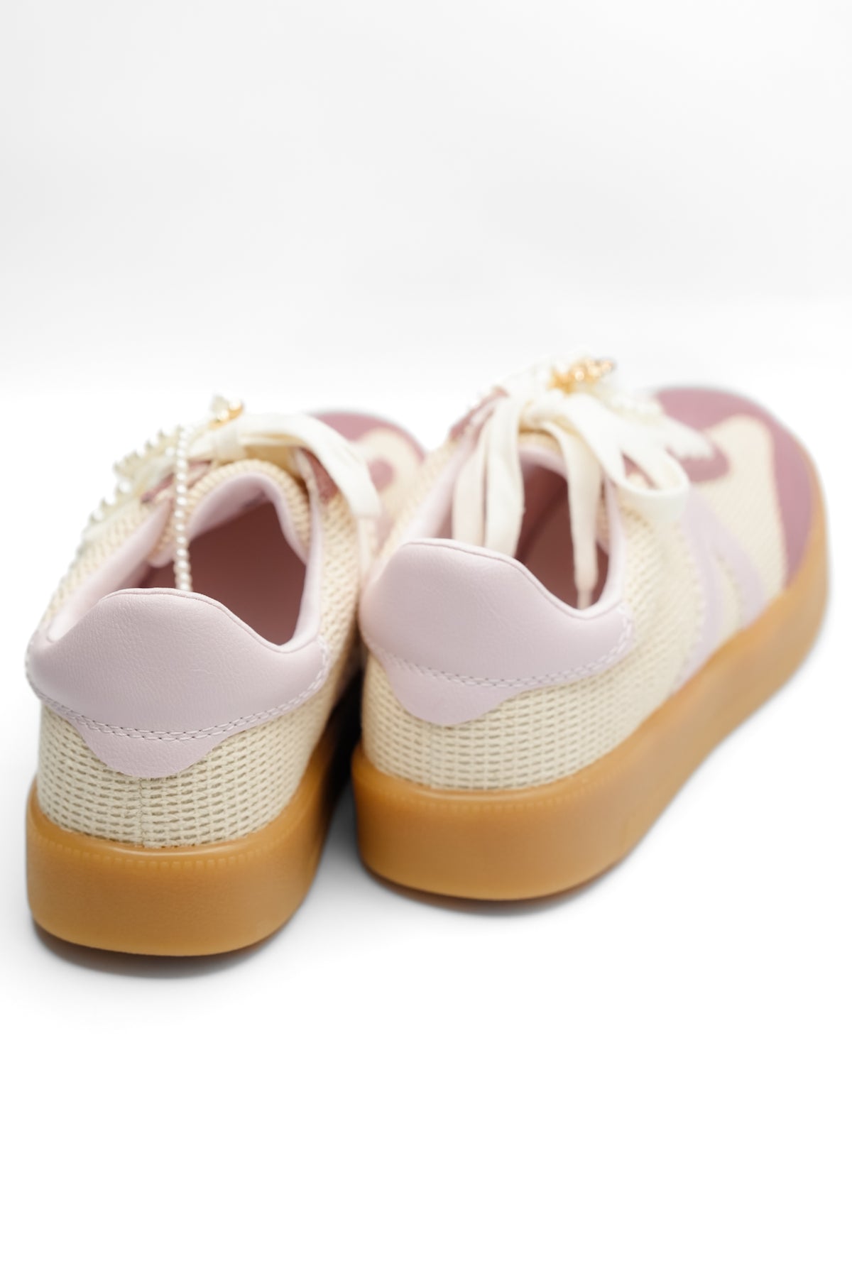 MIA Mesh Panel Fashion Sneaker with Decorative Pearl Accent - Freckled Poppy