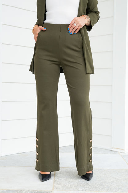 Door Buster! Plus/Reg Magic Stretch Pull-On Pants with Button Detail - Freckled Poppy