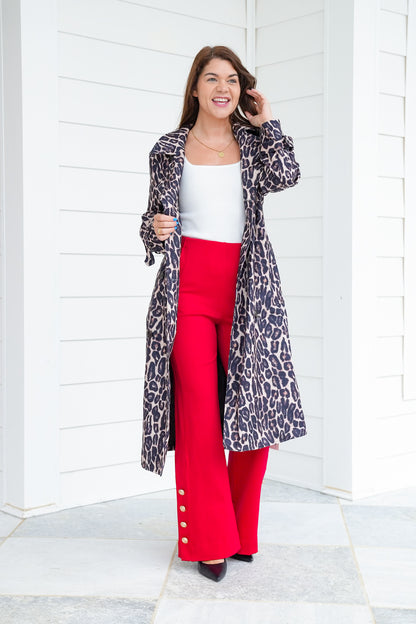 Door Buster! Plus/Reg Magic Stretch Pull-On Pants with Button Detail - Freckled Poppy
