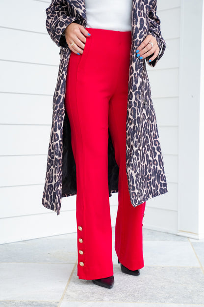 Door Buster! Plus/Reg Magic Stretch Pull-On Pants with Button Detail - Freckled Poppy