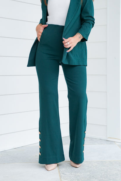 Door Buster! Plus/Reg Magic Stretch Pull-On Pants with Button Detail - Freckled Poppy