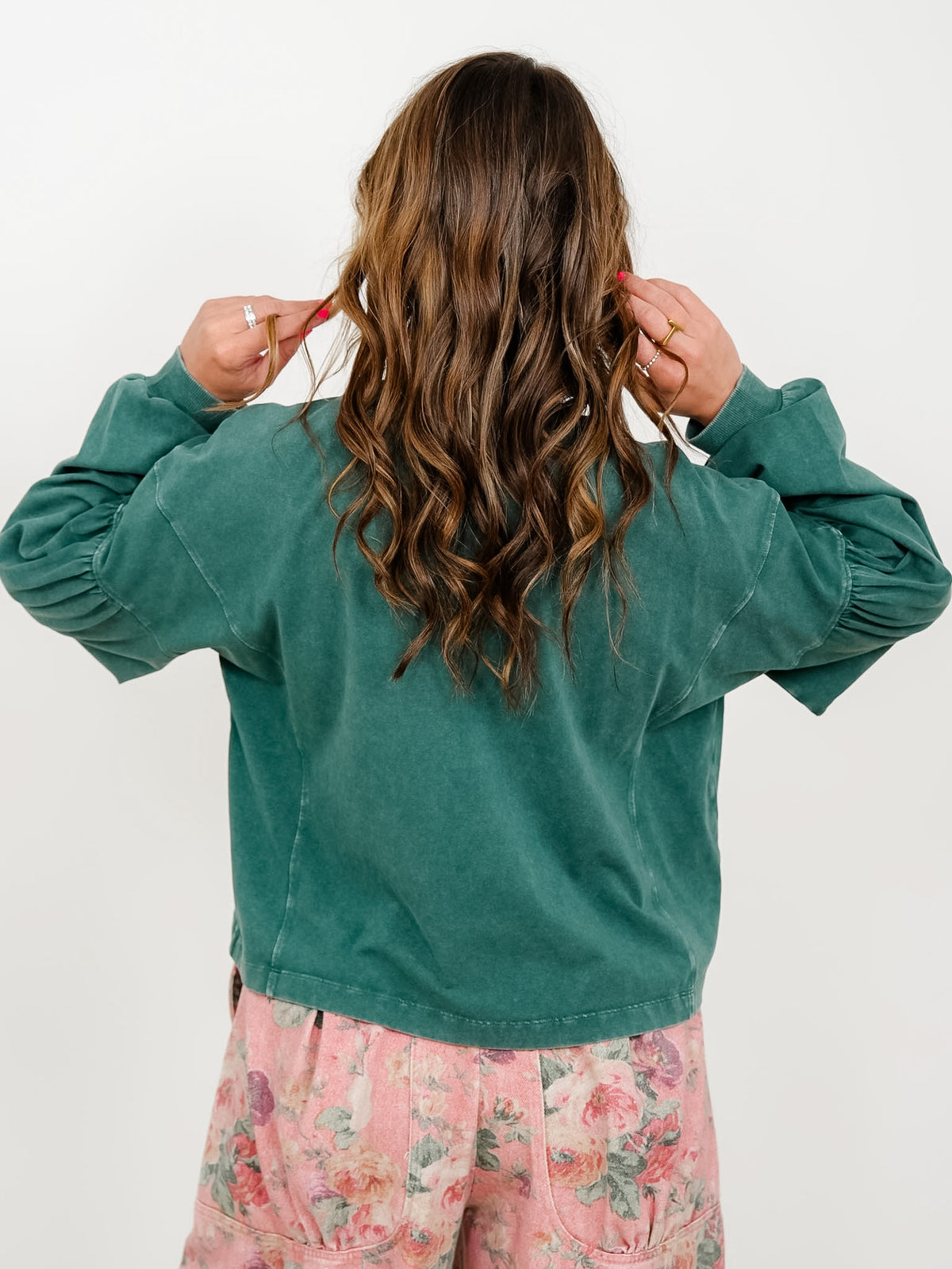 Mineral Washed Puff Sleeve Boxy Top - Freckled Poppy