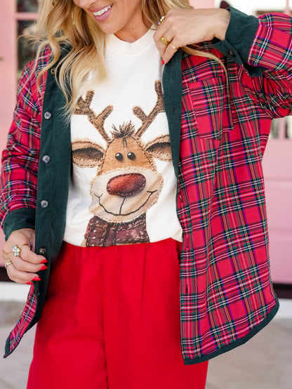 Restock! Corduroy and Plaid Reversible Long Sleeve Shacket