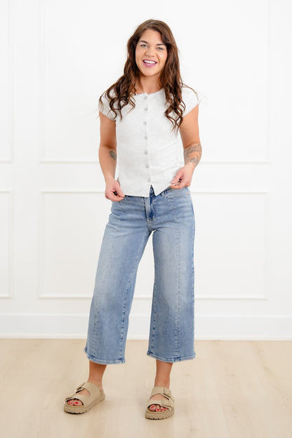 Short Sleeve Button Down Top - Freckled Poppy