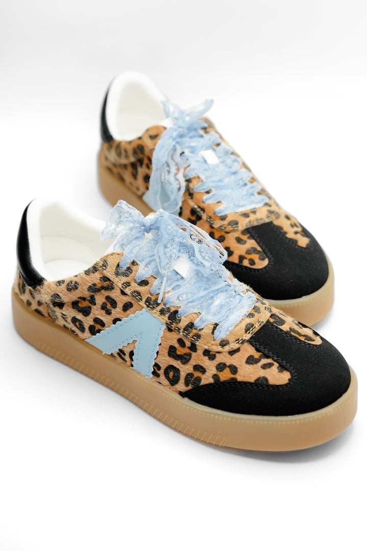 MIA Textured Animal Print Low Top Sneaker with Lace Detail - Freckled Poppy