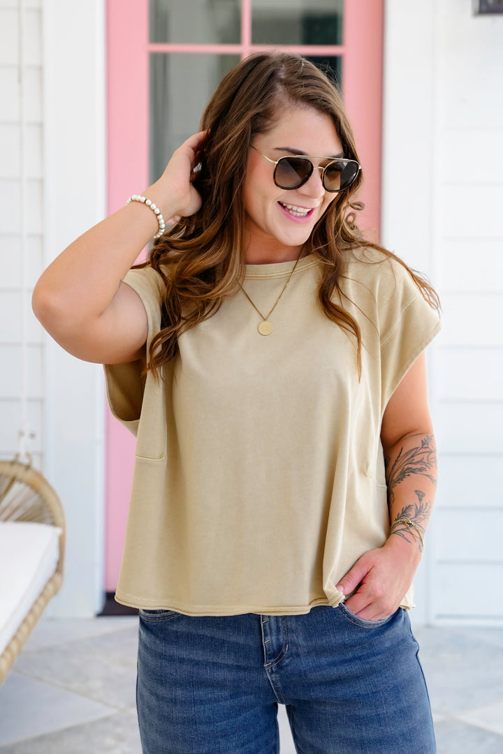 Mineral Wash Sleeveless Relaxed Fit Tank Top - Freckled Poppy