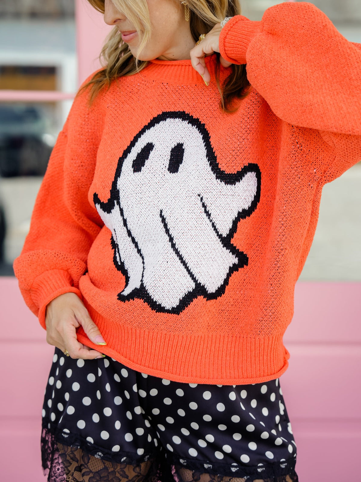 Restock! Ghost Long Sleeve Pullover Knit Sweater - Freckled Poppy